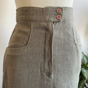 Vintage Flax Linen Midi Skirt